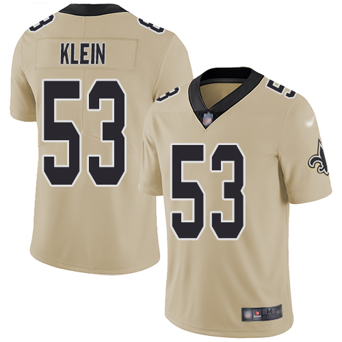 Men New Orleans Saints Limited Gold A J  Klein Jersey NFL Football #53 Inverted Legend Jersey->new orleans saints->NFL Jersey